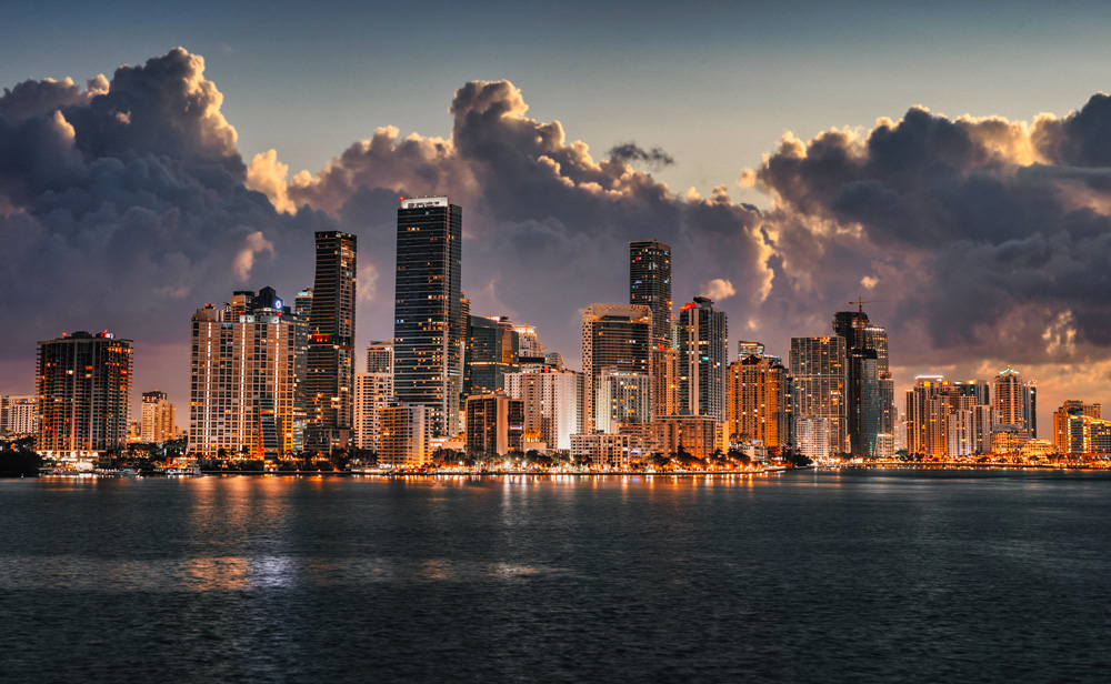 Miami Beach Causeway and Skyline